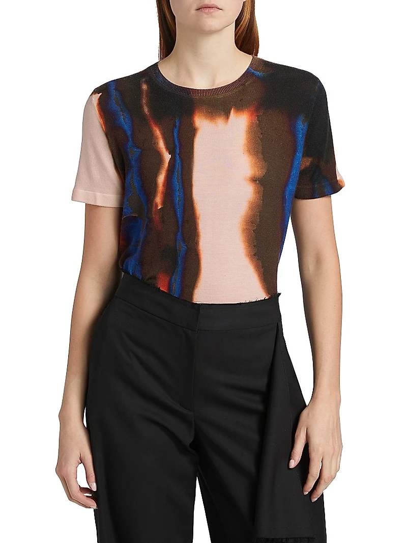 Burned Stripe Merino Wool Sweater