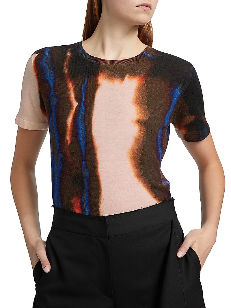 Burned Stripe Merino Wool Sweater