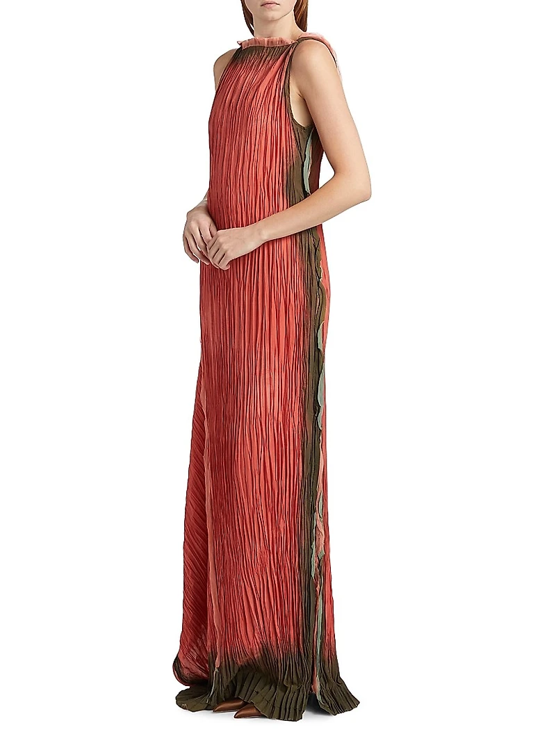 Tie-Dye Pleated Gown