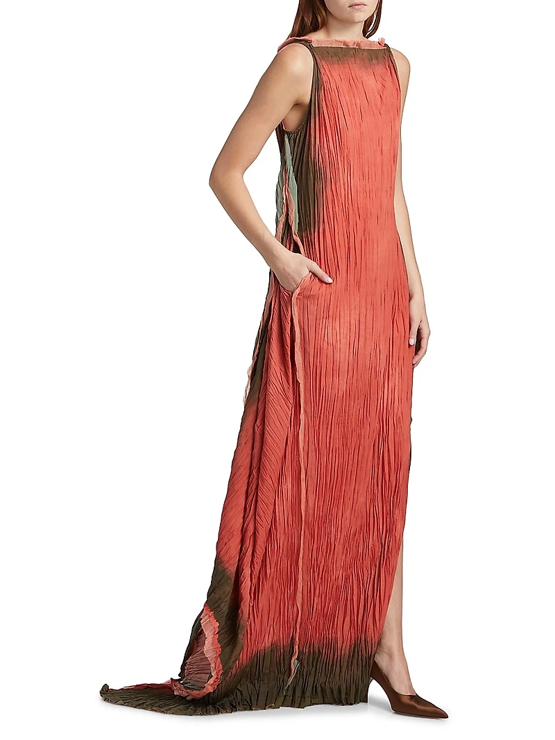 Tie-Dye Pleated Gown