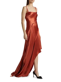 Crinkled Satin Bias Slip Gown
