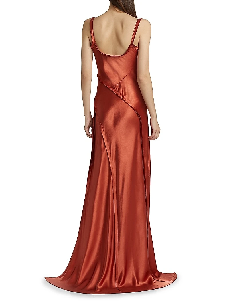Crinkled Satin Bias Slip Gown