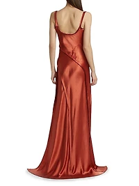 Crinkled Satin Bias Slip Gown