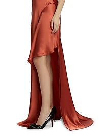 Crinkled Satin Bias Slip Gown
