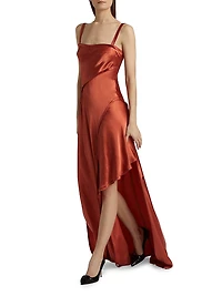 Crinkled Satin Bias Slip Gown