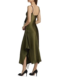 Crinkled Satin Bias Slip Dress