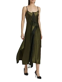 Crinkled Satin Bias Slip Dress