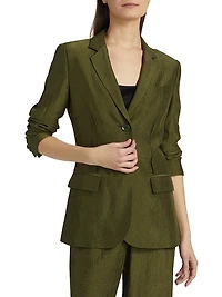 Crinkled Satin Single-Breasted Blazer