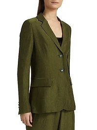 Crinkled Satin Single-Breasted Blazer