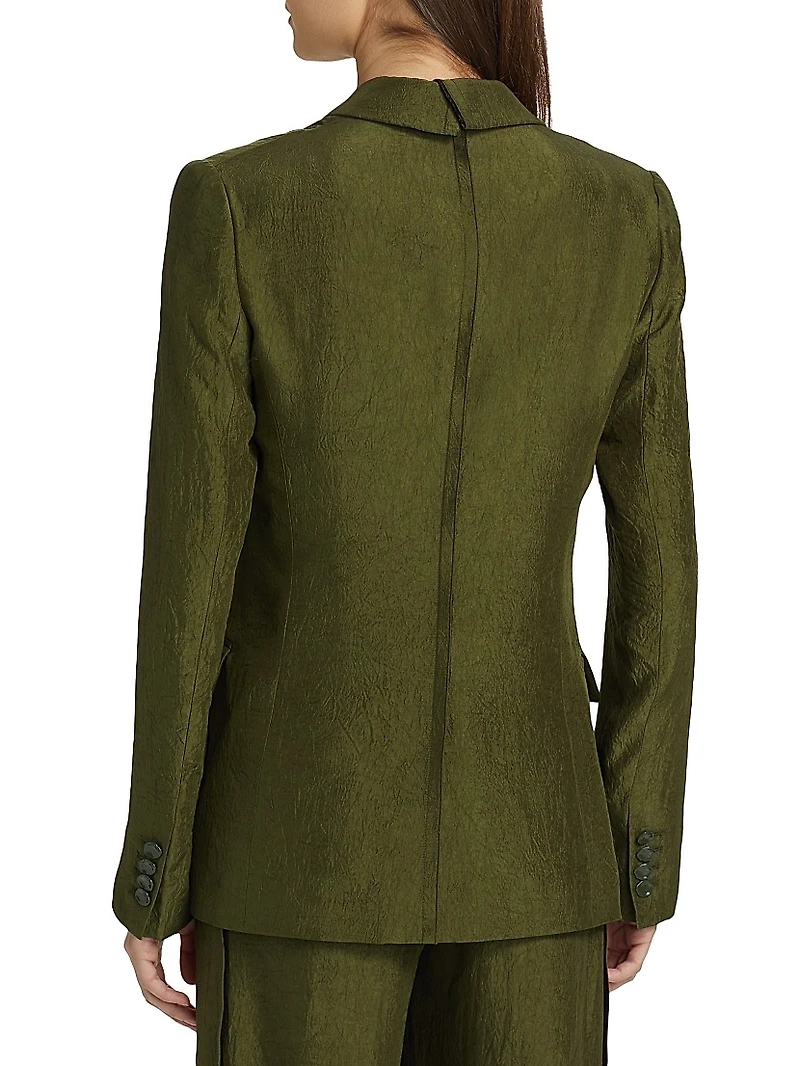 Crinkled Satin Single-Breasted Blazer