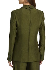 Crinkled Satin Single-Breasted Blazer