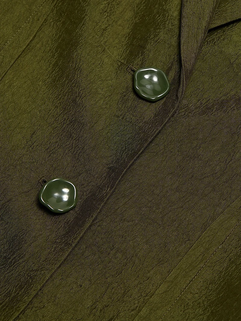 Crinkled Satin Single-Breasted Blazer