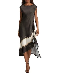 Burned Striped Asymmetric Midi-Dress