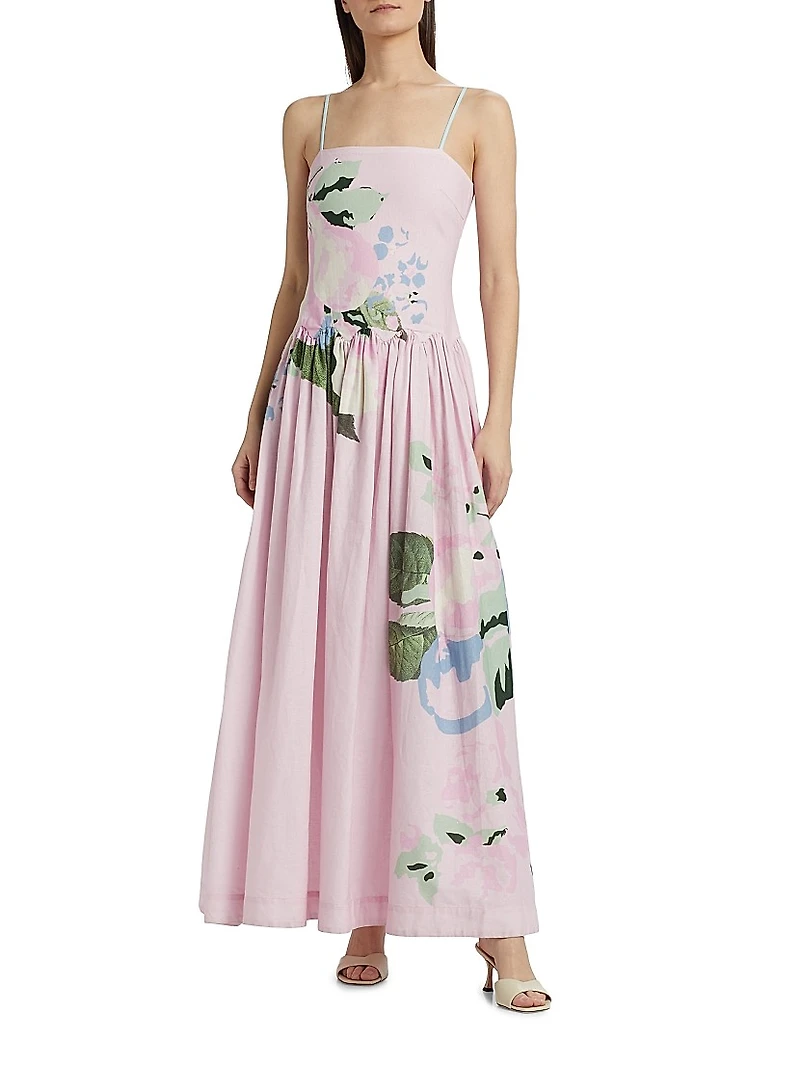 Antiquity Cordelia Floral Cotton-Linen Fit & Flare Maxi Dress