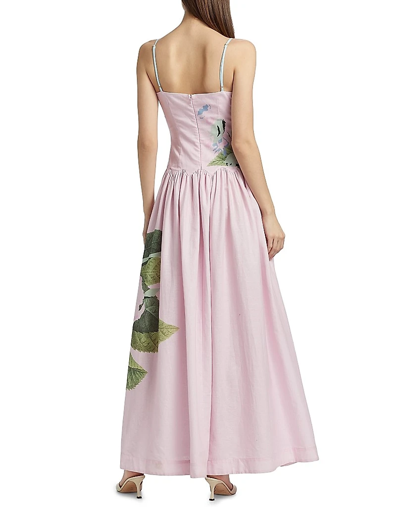 Antiquity Cordelia Floral Cotton-Linen Fit & Flare Maxi Dress