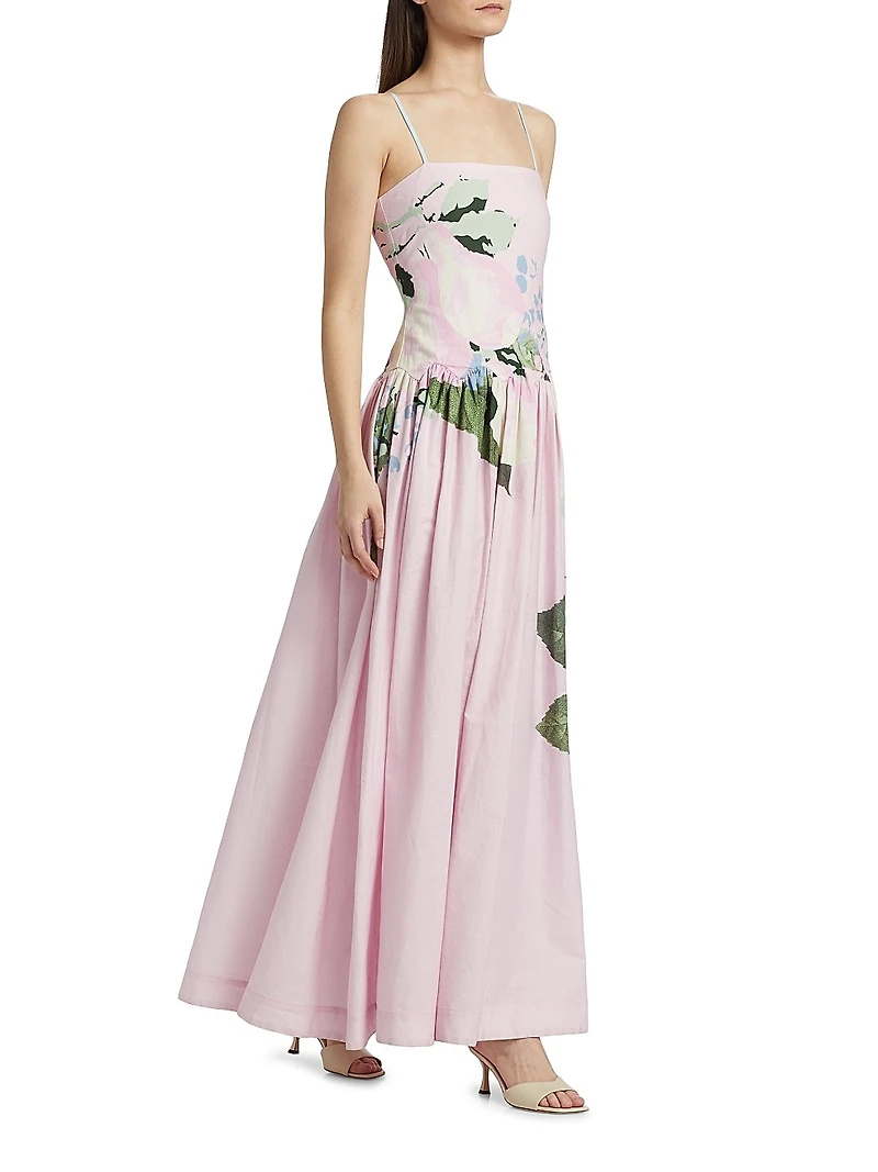 Antiquity Cordelia Floral Cotton-Linen Fit & Flare Maxi Dress