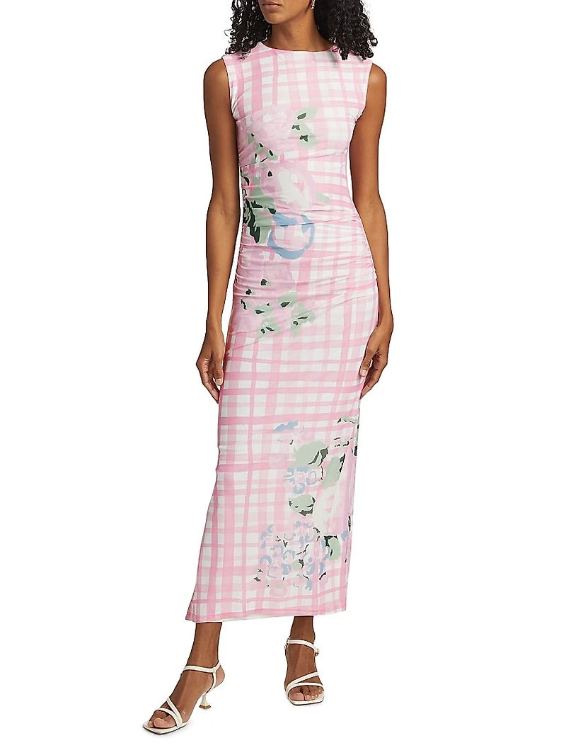Ariel Floral Check Maxi Dress