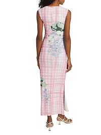 Ariel Floral Check Maxi Dress