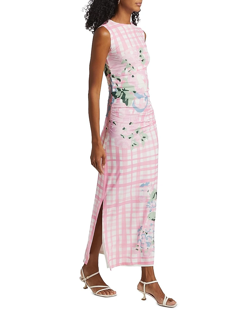Ariel Floral Check Maxi Dress