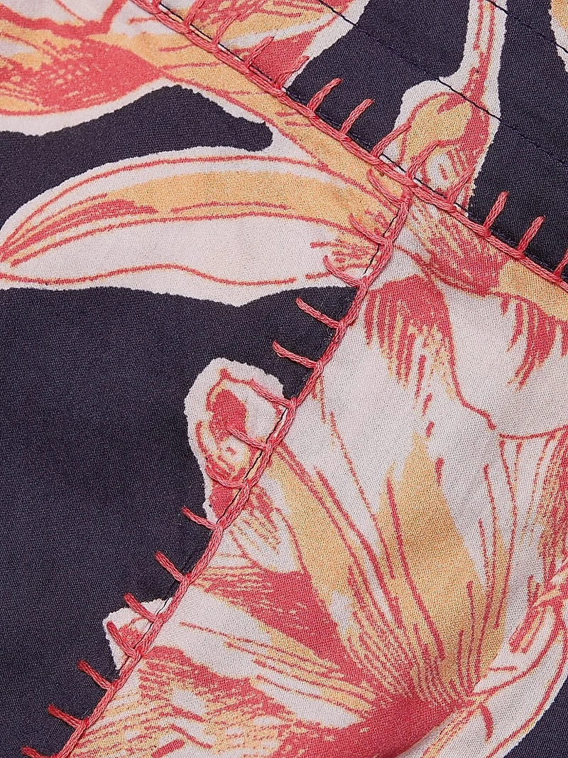 Jolie Floral Cotton Split-Hem Crop Pants