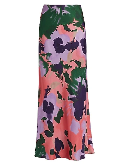 Julita Floral Silk Pull-On Maxi Skirt