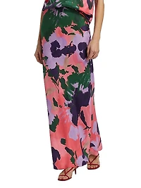 Julita Floral Silk Pull-On Maxi Skirt