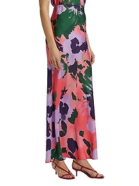 Julita Floral Silk Pull-On Maxi Skirt