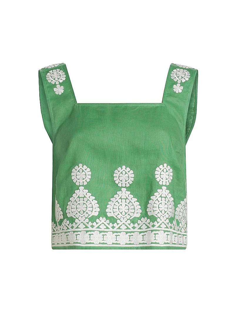 Isabelle Embroidered Boxy Crop Top