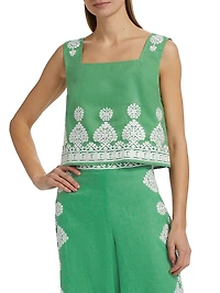 Isabelle Embroidered Boxy Crop Top