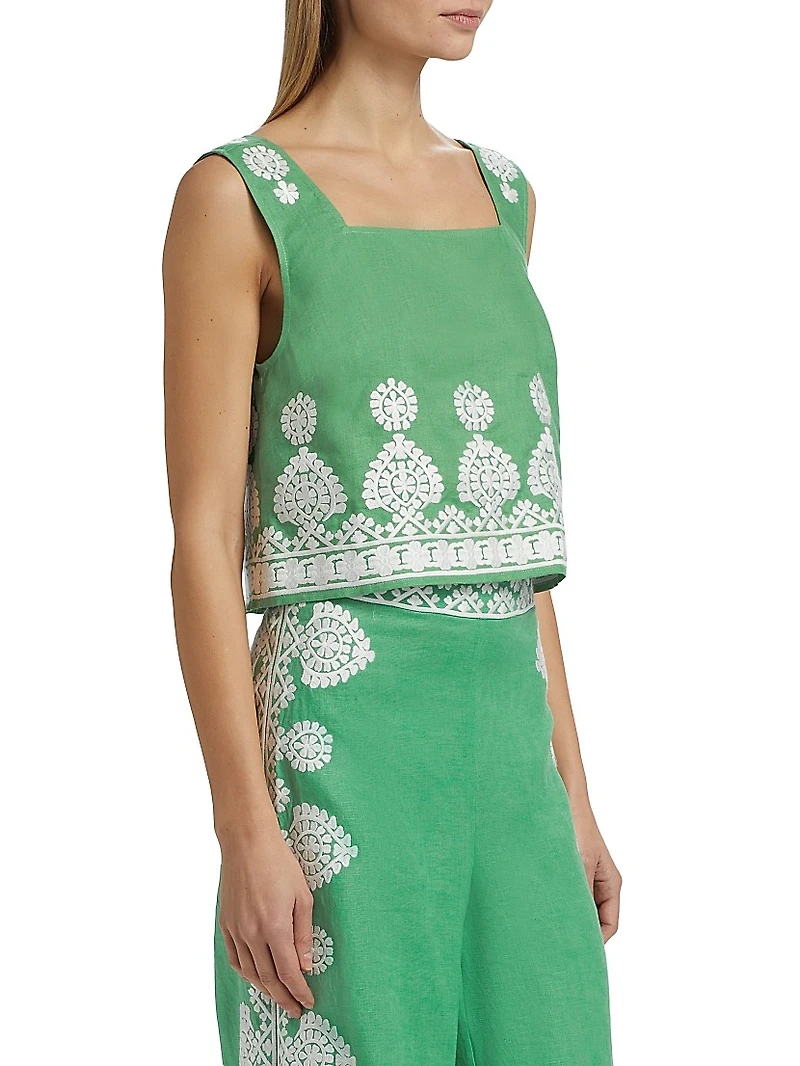 Isabelle Embroidered Boxy Crop Top