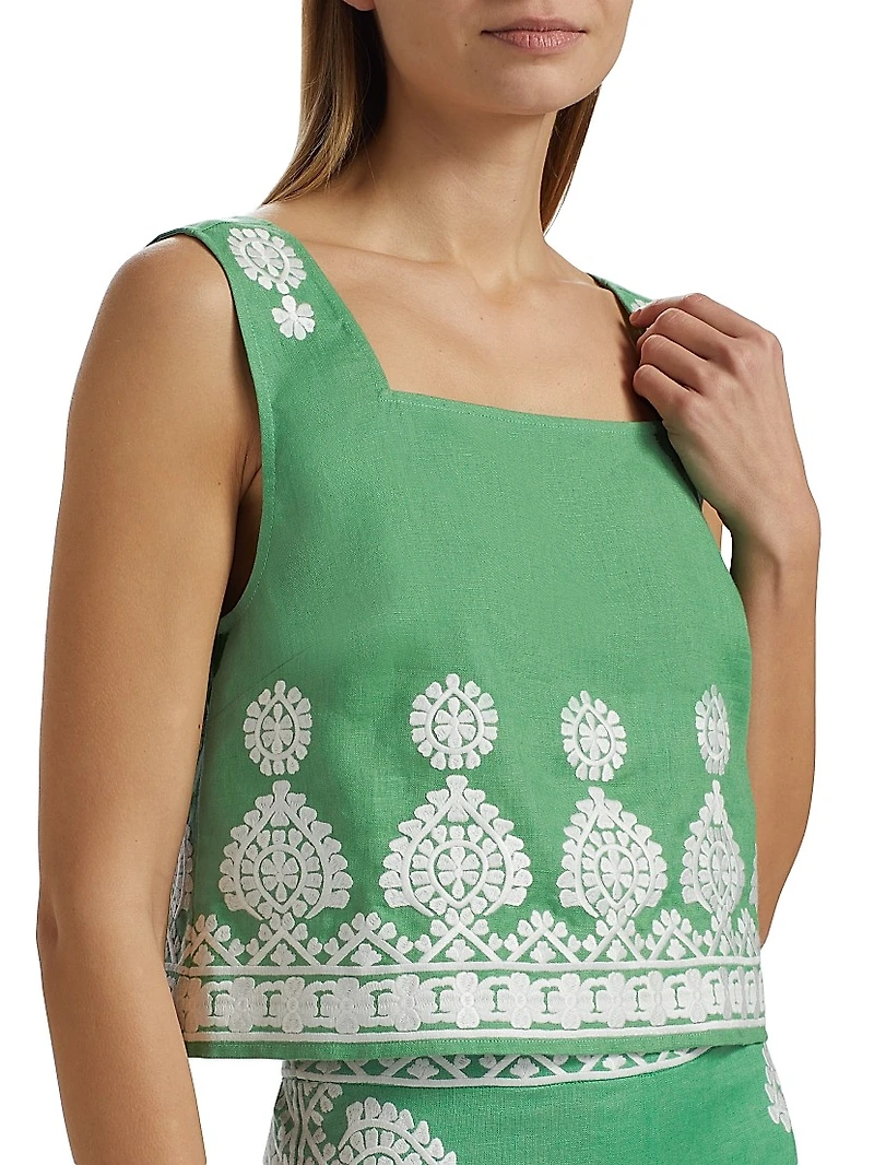 Isabelle Embroidered Boxy Crop Top