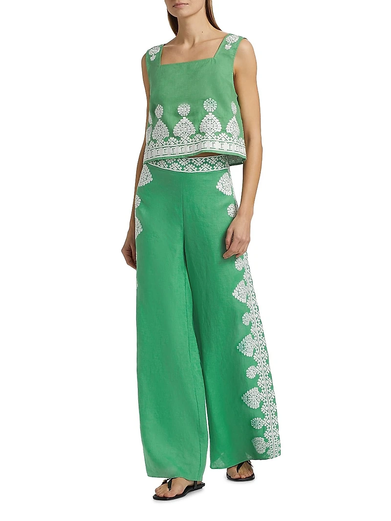 Isabelle Embroidered Boxy Crop Top