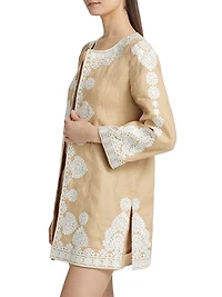 Wren Embroidered Linen Open-Front Jacket