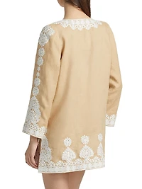 Wren Embroidered Linen Open-Front Jacket