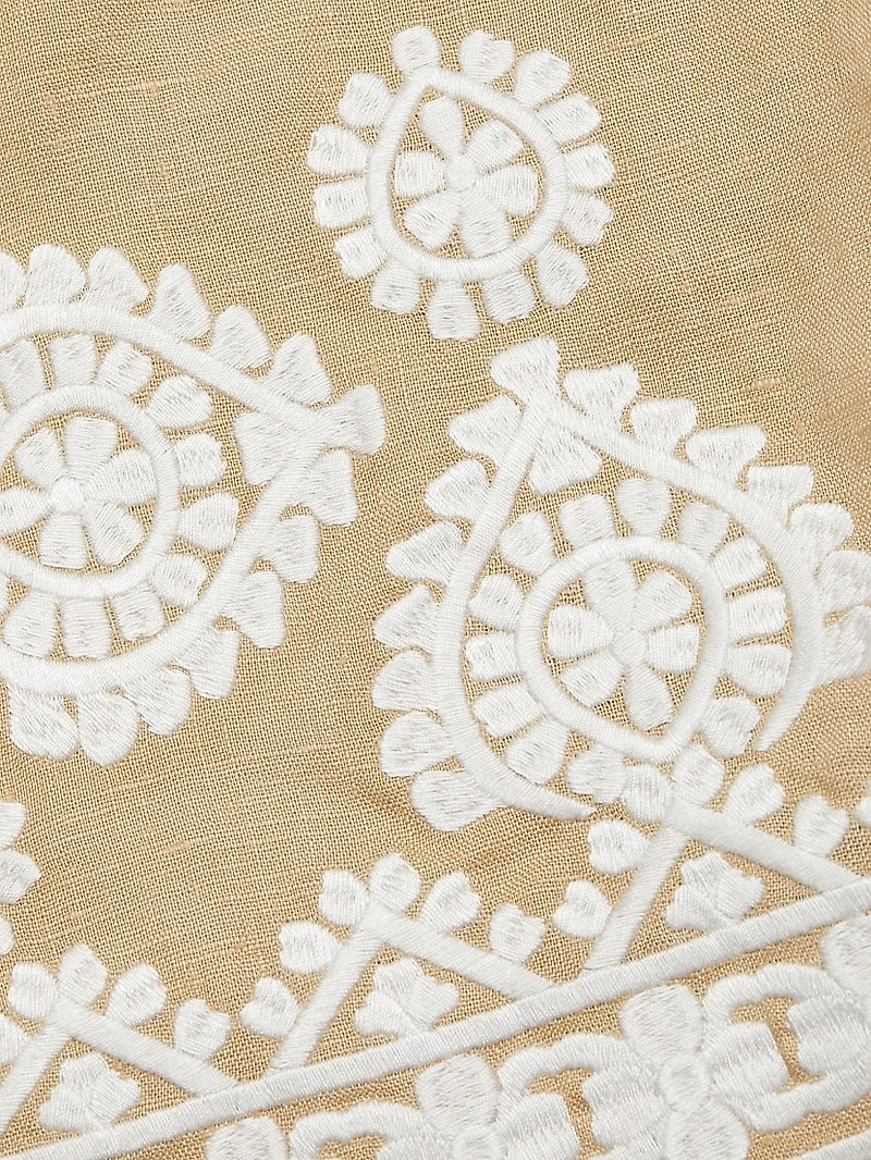 Wren Embroidered Linen Open-Front Jacket