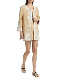 Wren Embroidered Linen Open-Front Jacket