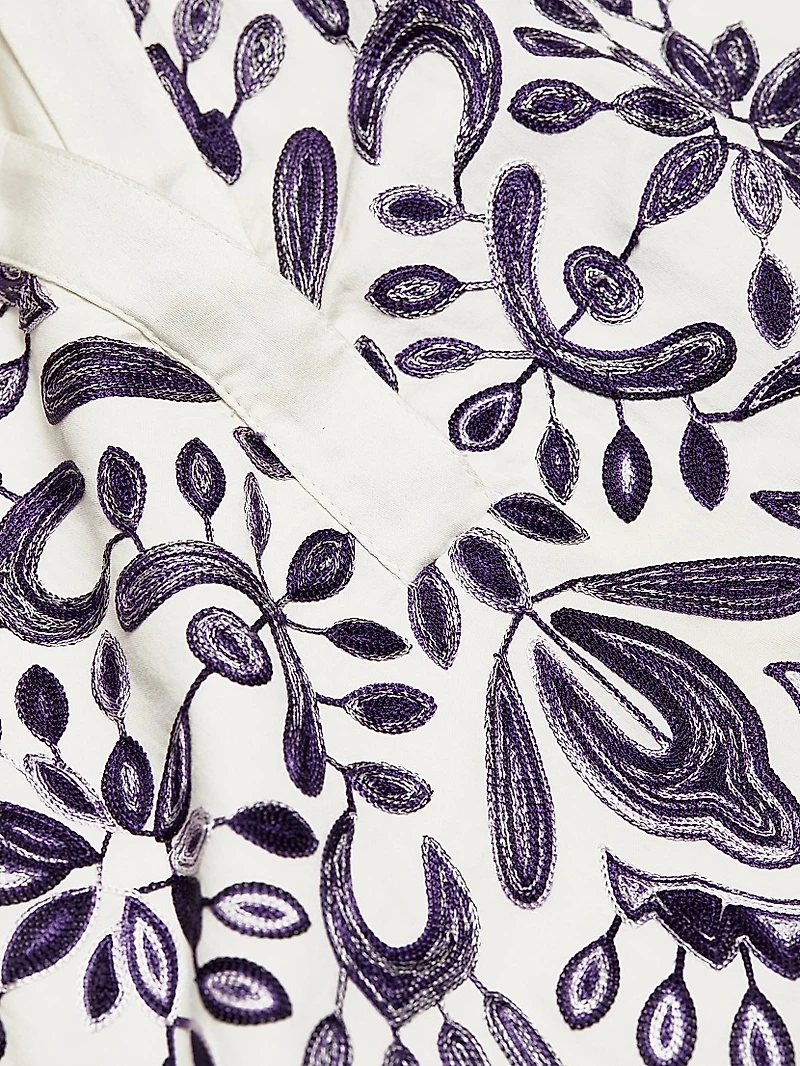 Celestina Embroidered Cotton V-Neck Blouse