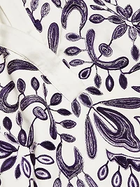 Celestina Embroidered Cotton V-Neck Blouse