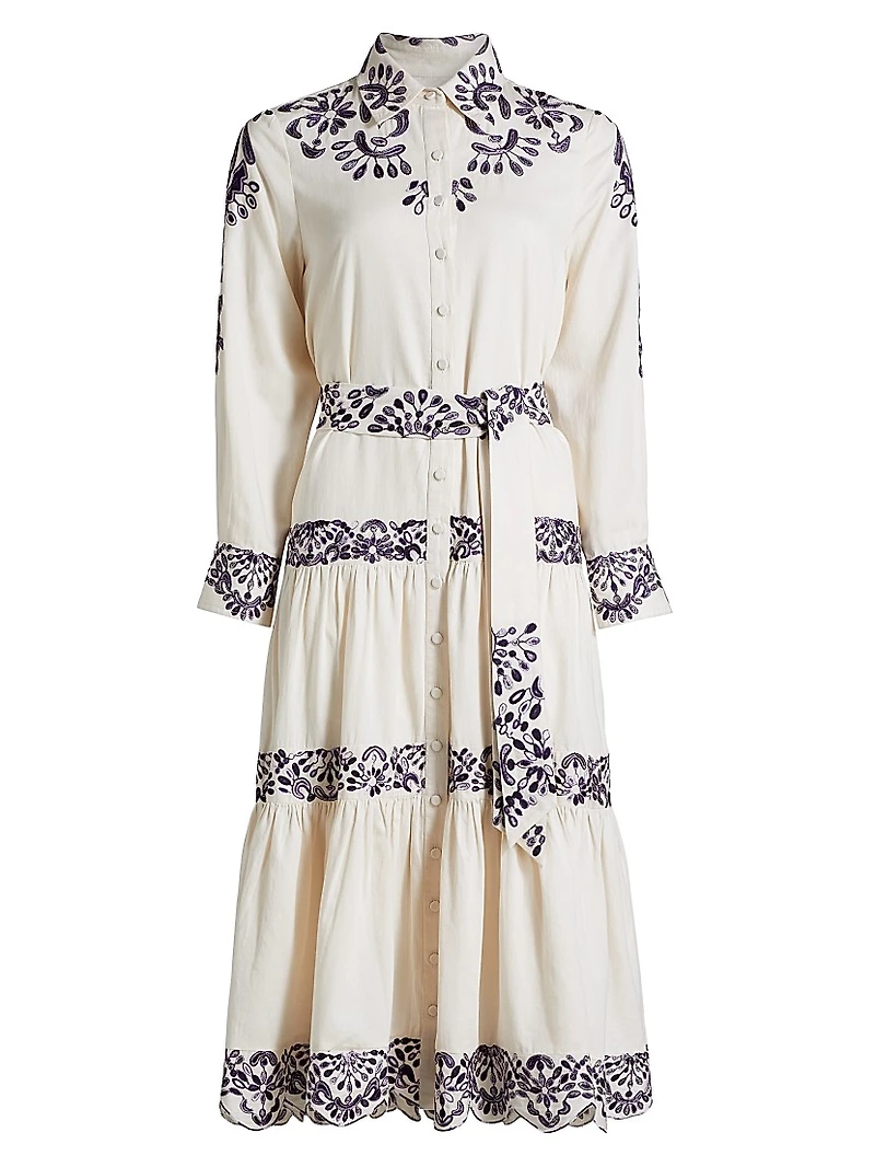 Molly Embroidered Cotton Midi-Shirtdress