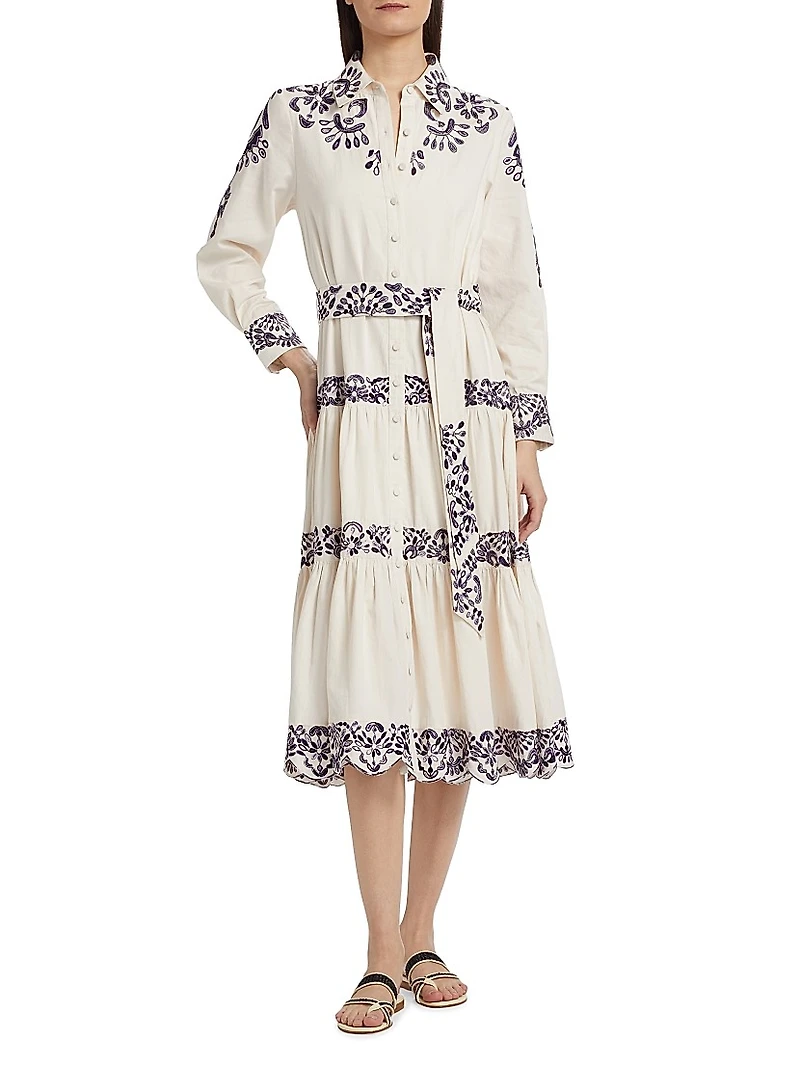Molly Embroidered Cotton Midi-Shirtdress