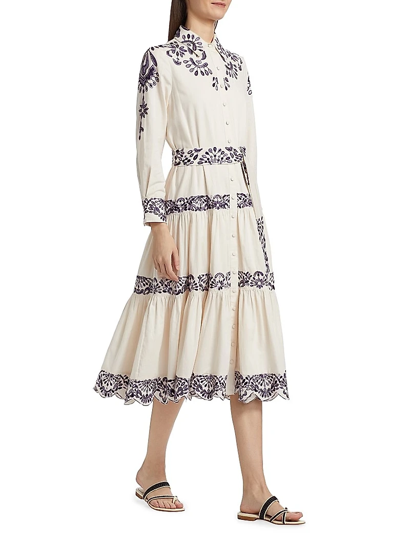 Molly Embroidered Cotton Midi-Shirtdress