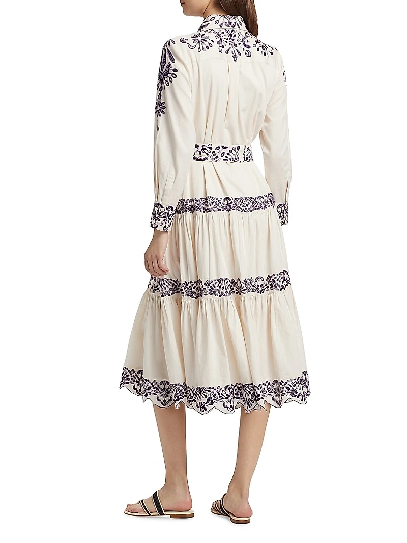 Molly Embroidered Cotton Midi-Shirtdress
