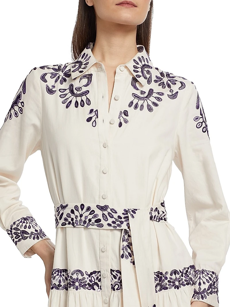 Molly Embroidered Cotton Midi-Shirtdress