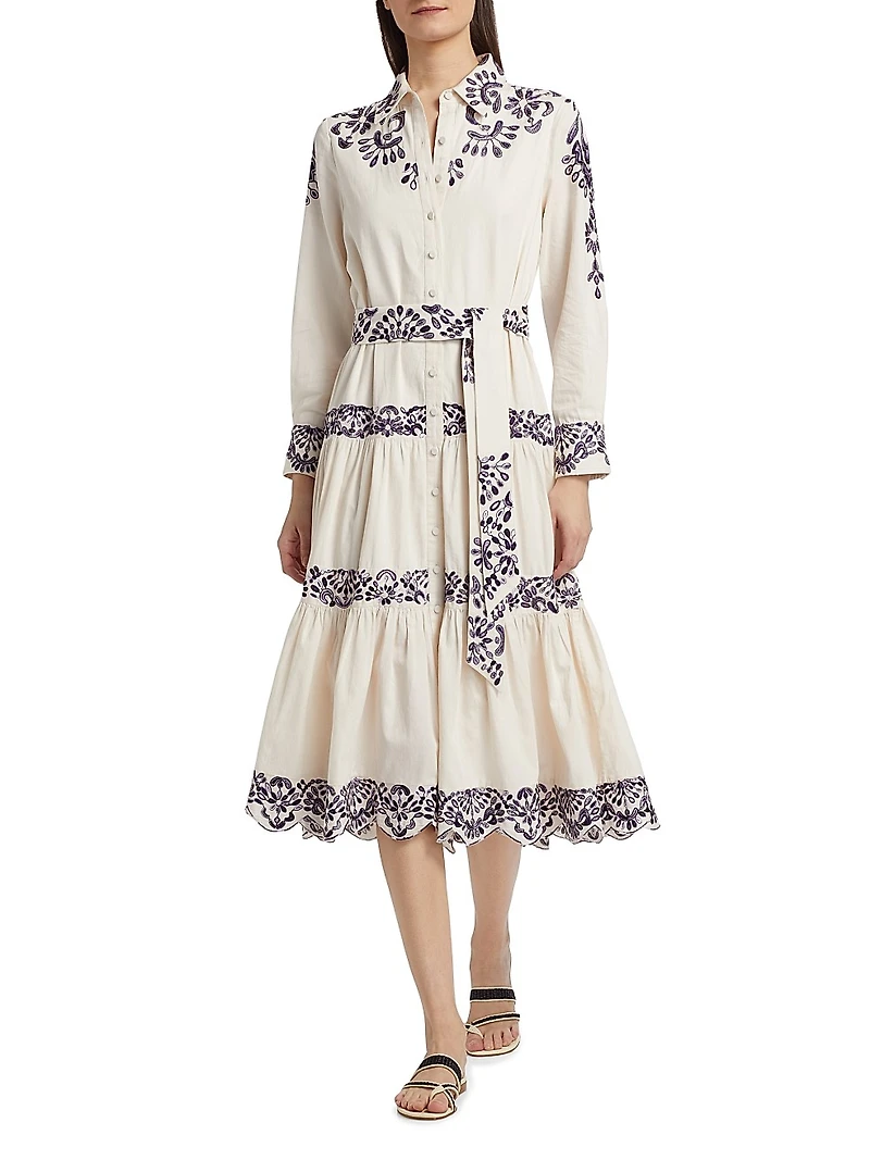 Molly Embroidered Cotton Midi-Shirtdress
