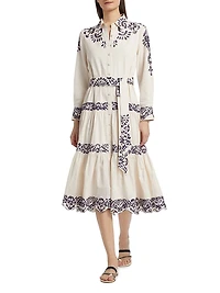 Molly Embroidered Cotton Midi-Shirtdress