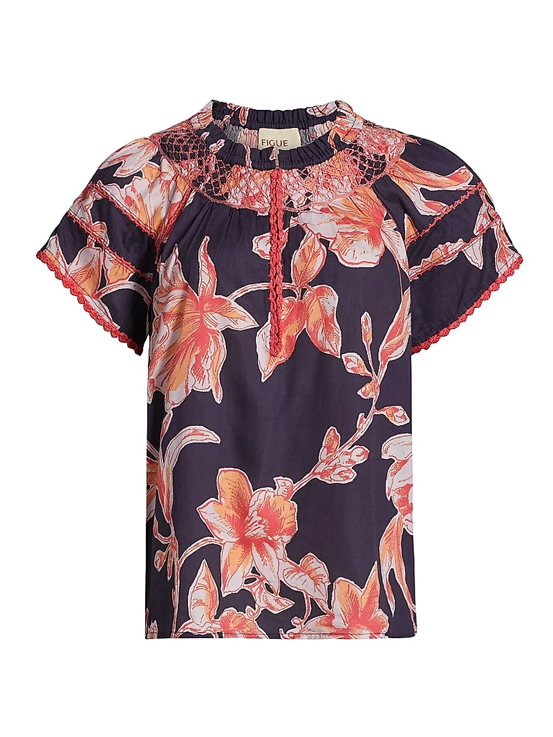 Rosie Floral Crewneck Short-Sleeve Top