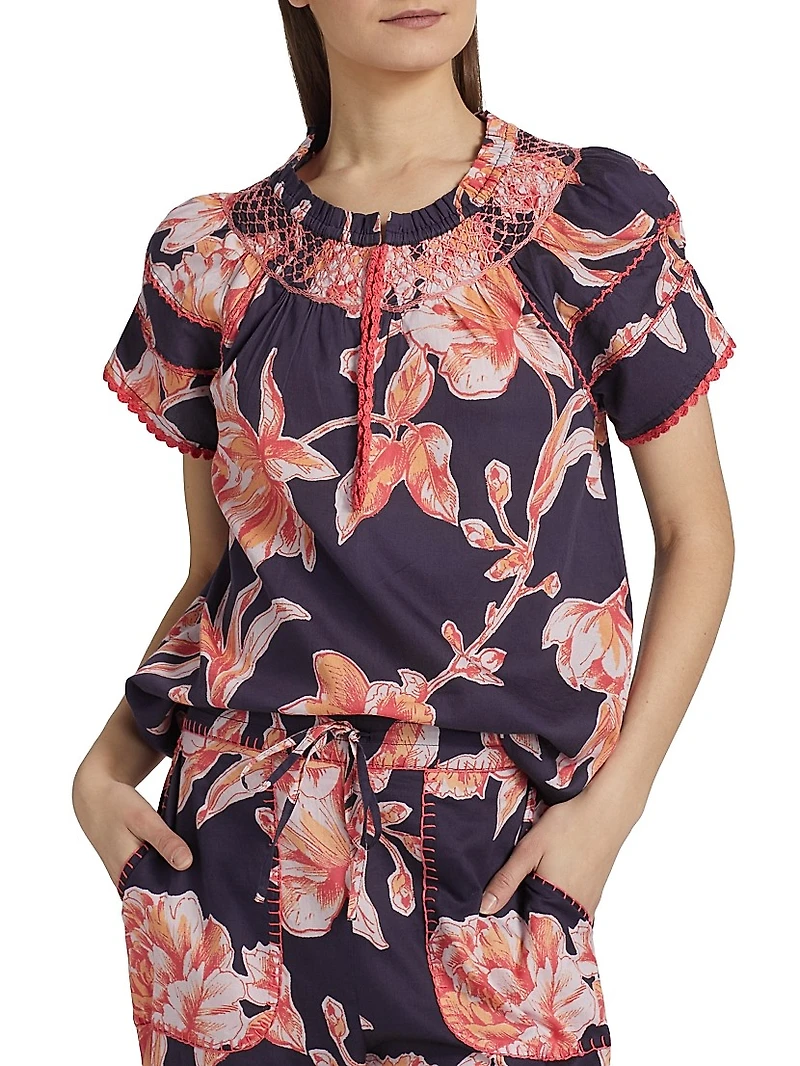 Rosie Floral Crewneck Short-Sleeve Top