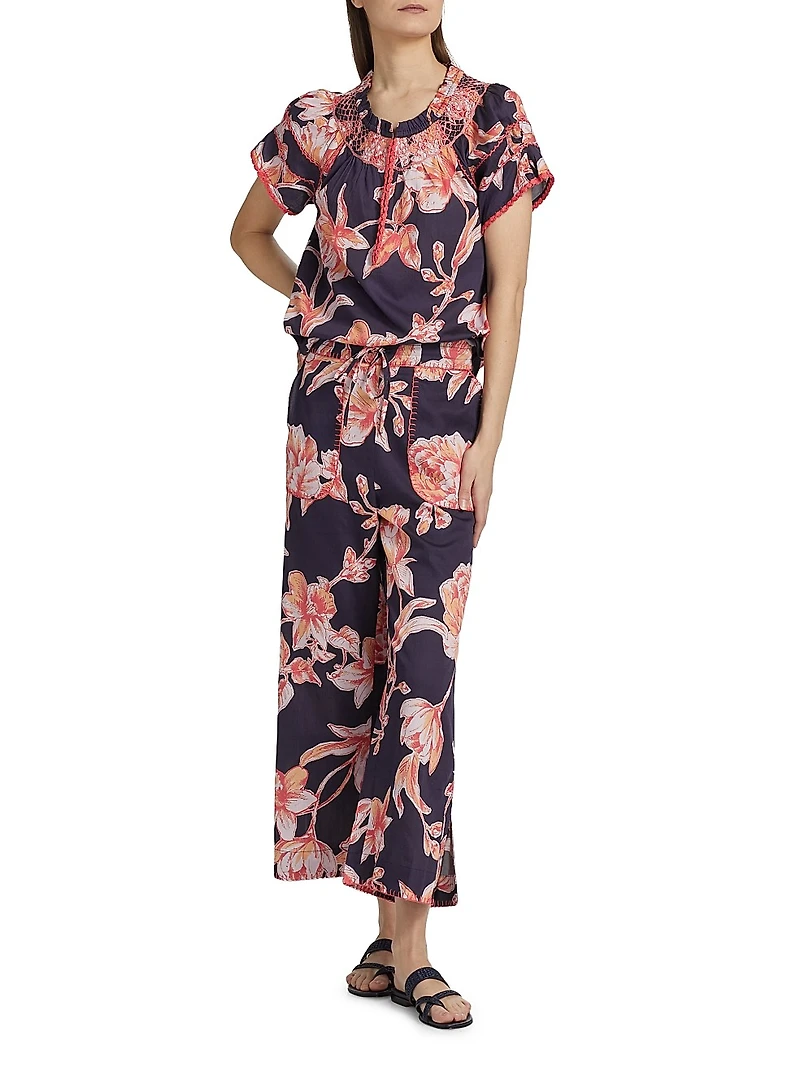 Rosie Floral Crewneck Short-Sleeve Top