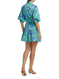 Georgie Floral Cotton Puff-Sleeve Mini Shirtdress