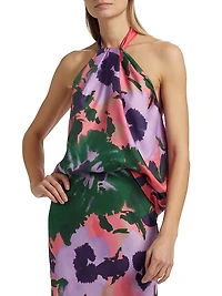 Florentine Floral Silk Halterneck Top